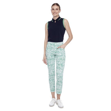 Swing Control White & Green Monstera Capris Size 14