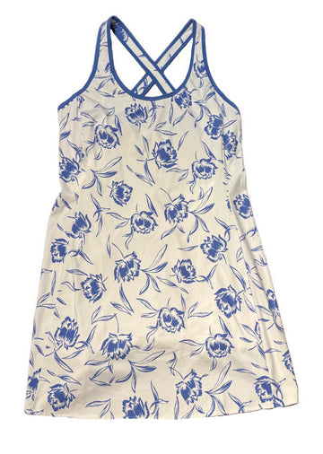 New RLX Women's White & Blue Floral Print Athletic Dress Size L MSP$198