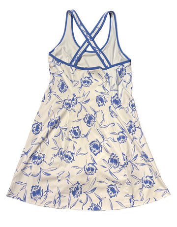 New RLX Women's White & Blue Floral Print Athletic Dress Size L MSP$198 - 0