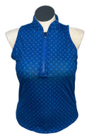 Greyson Women's Blue & Black Patterned Sleeveless Golf Top Size L-1