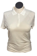 Lululemon Women's White & Gray Striped Short Sleeve Golf Polo Size 12-1