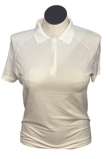 Lululemon Women's White & Gray Striped Short Sleeve Golf Polo Size 12