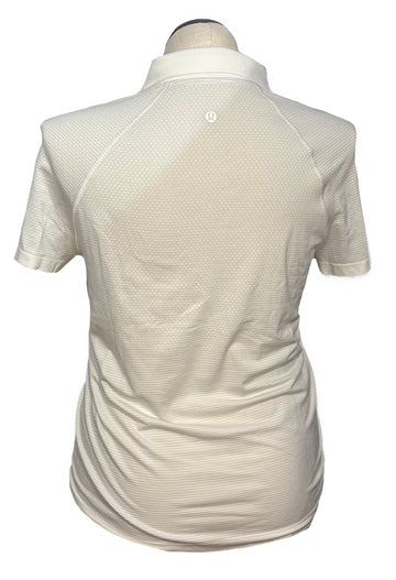 Lululemon Women's White & Gray Striped Short Sleeve Golf Polo Size 12 - 0