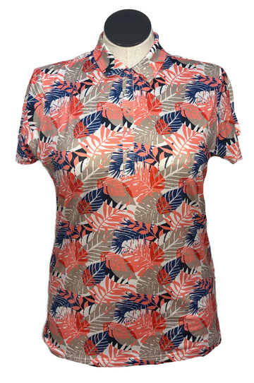Daily Sports Women's Tan, Coral & Blue Short Sleeve Golf Top Size XL