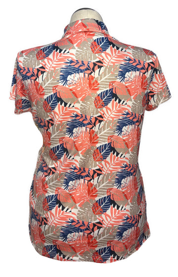 Daily Sports Women's Tan, Coral & Blue Short Sleeve Golf Top Size XL - 0