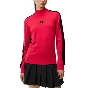J.Lindeberg Adeline Knitted Golf Mock Rose Red Size XL