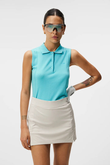 J.Lindeberg Tanja Sleeveless Knitted Shirt- Blue Curacao Size L MSP$140