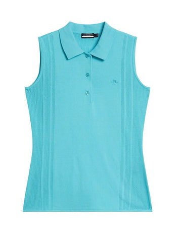 J.Lindeberg Tanja Sleeveless Knitted Shirt- Blue Curacao Size L MSP$140 - 0