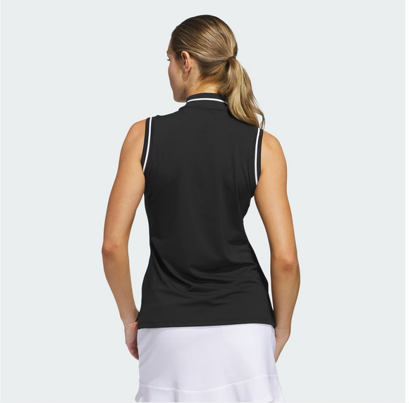New Adidas Women's Black Ultimate365 Sleeveless Zip Polo Size XL MSP$65