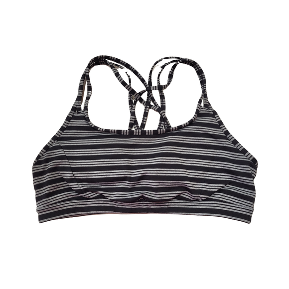 Athleta Women's Black & Gray Striped Sports Bra Size L