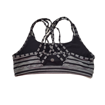 Athleta Women's Black & Gray Striped Sports Bra Size L - 0