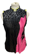 Jamie Sadock Black & Pink Animal Print Sleeveless Golf Top Size S-1