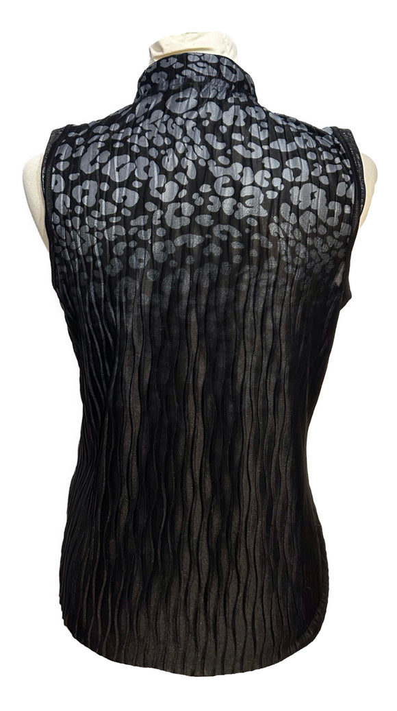 Jamie Sadock Black & Pink Animal Print Sleeveless Golf Top Size S