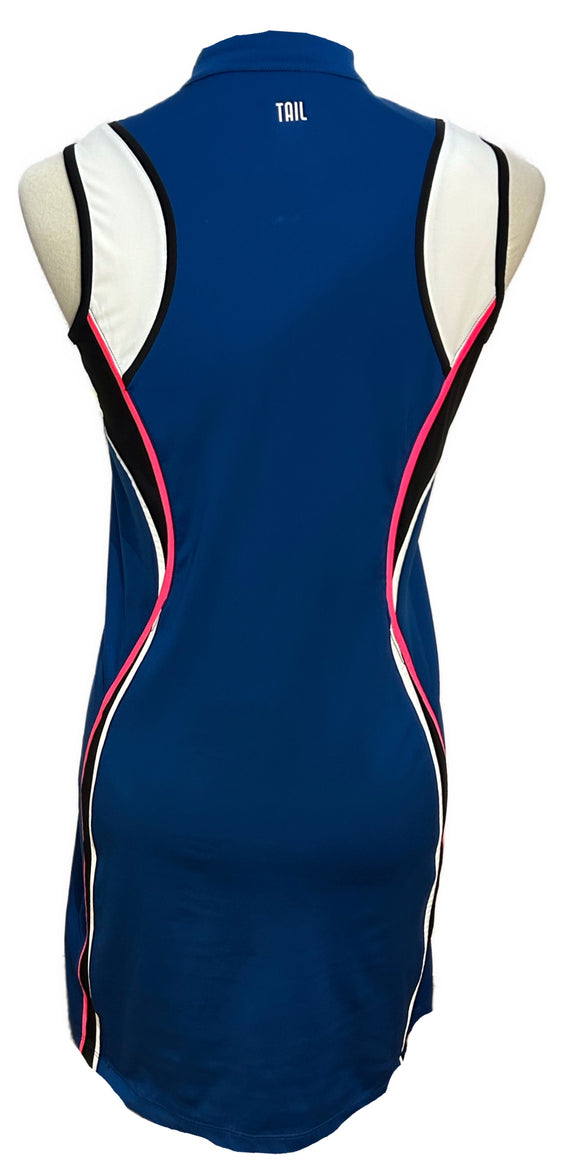 Tail Royal Blue, Black, White and Neon Pink Colorblock Dress Size XS
