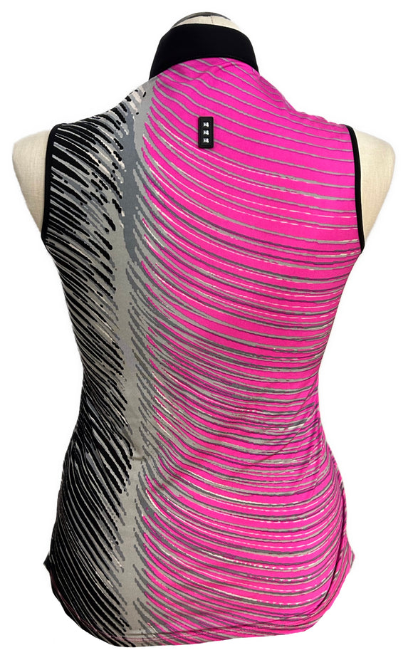 Jamie Sadock Pink, Black & Gray Sleeveless Golf Top Size M MSP$90