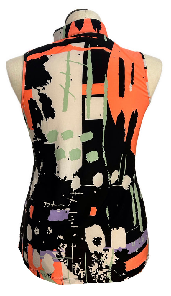Jamie Sadock Simplicity Black Print Sleeveless Golf Top Size L