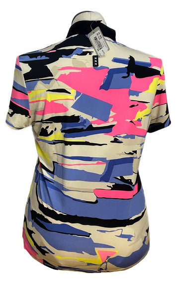 New Jamie Sadock Multicolored Short Sleeve Golf Top Size L MSP$90 - 0