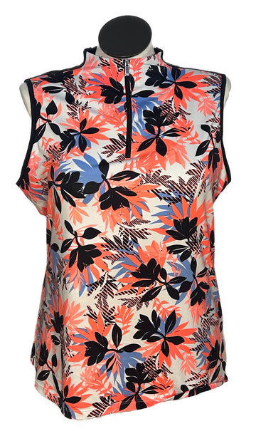 Tail White Label Coral Multicolored Floral Print Sleeveless Golf Top Size XXL