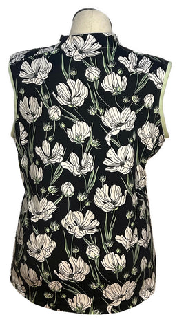 Tail Women's Black, White & Green Floral Sleeveless Golf Top Size XXL - 0