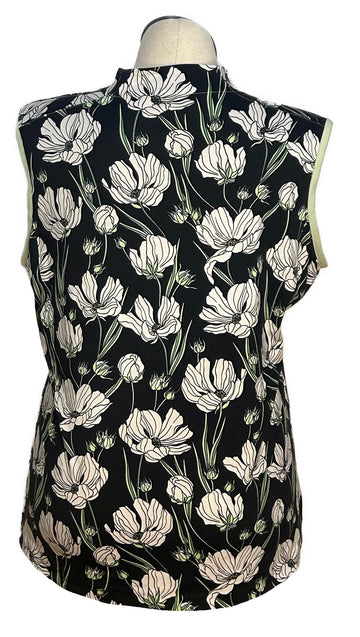 Tail Women's Black, White & Green Floral Sleeveless Golf Top Size XXL - 0