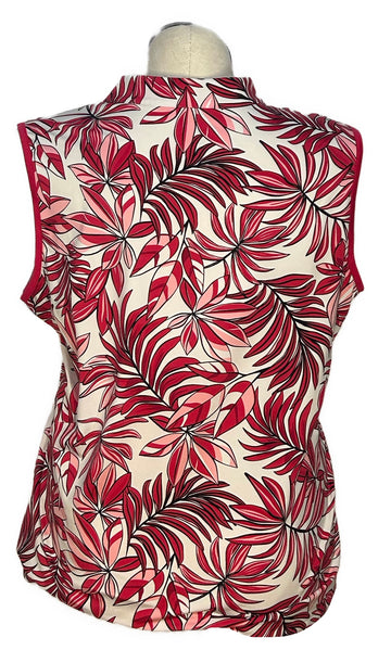 Tail Women's White & Pink Leaf Print Sleeveless Golf Top Size XXL - 0