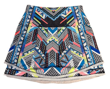 Lucky in Love Multicolored Neon Pixel Tiered Skort Size S