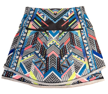 Lucky in Love Multicolored Neon Pixel Tiered Skort Size S - 0