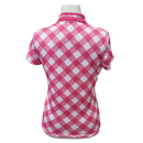 Daily Sports Pink Gingham Mock Polo w/ Logo Size M-2