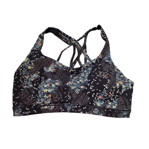 Lululemon Women's Black Bandana Print Sports Bra Size 10