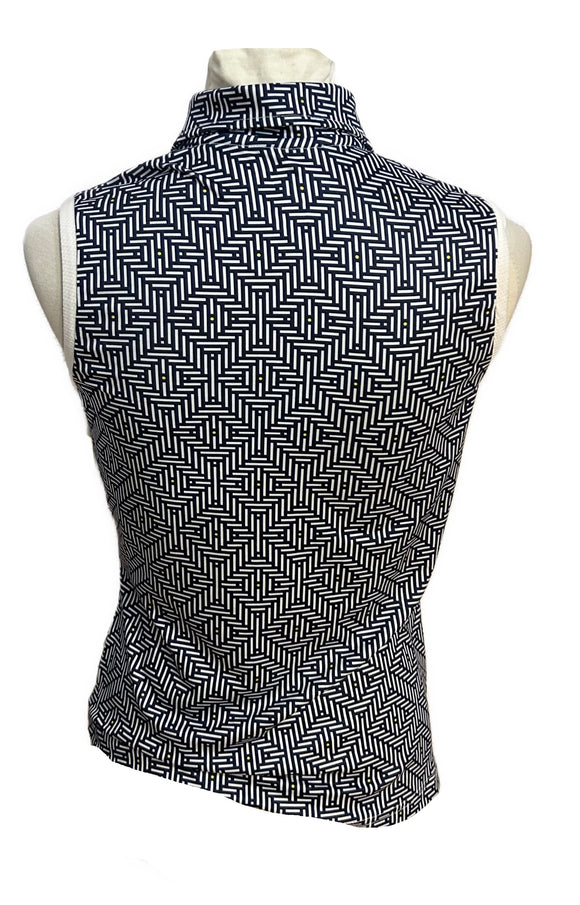 GGBlue luxe sport Navy, Yellow & White Tile Sleeveless Golf Top Size XS