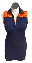 Kinona Navy & orange Camo Golf Dress Size M-1