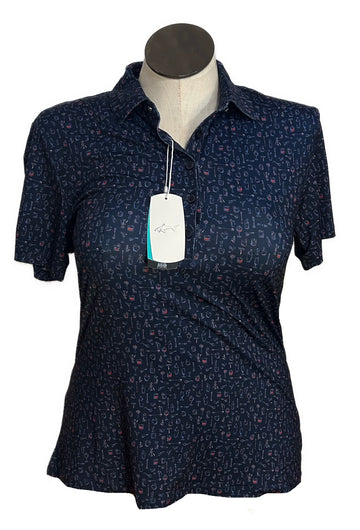 New Greg Norman Navy Cocktail Polo Size L MSP $75