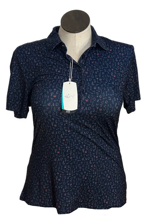 New Greg Norman Navy Cocktail Polo Size L MSP $75