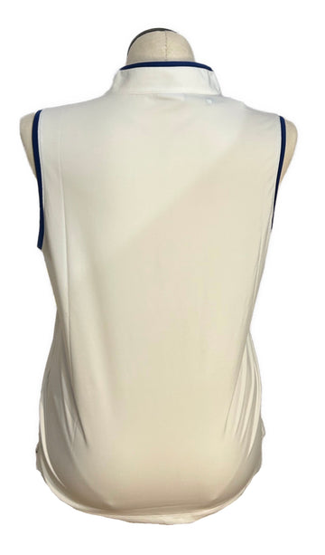 New Birdies & Bows White Sleeveless Polo Navy Accent Size XL - 0