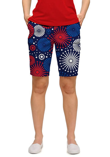 New Loudmouth Women's Bermuda Golf Shorts - Fireworks Size 4 MSP$78