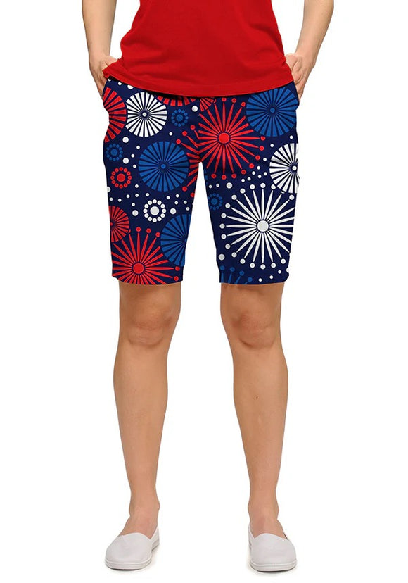 New Loudmouth Women's Bermuda Golf Shorts - Fireworks Size 4 MSP$78