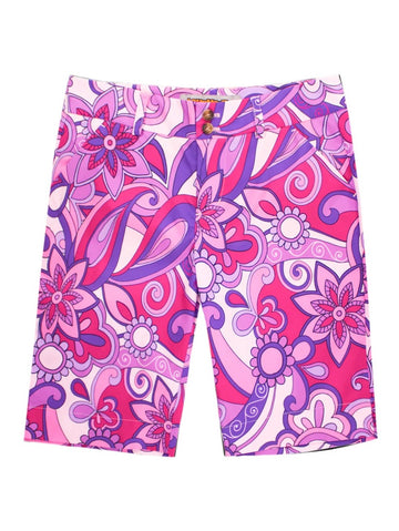 New Loudmouth Women's Bermuda Golf Shorts - Summer of Love Lilac MSP$78