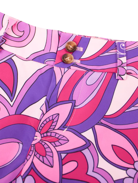 New Loudmouth Women's Bermuda Golf Shorts - Summer of Love Lilac MSP$78