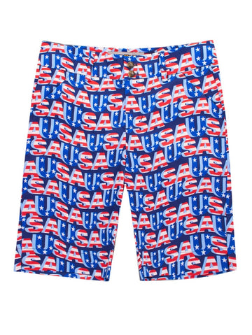 New Loudmouth Women's Bermuda Golf Shorts USA Wave Size 6 MSP$78