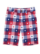 New Loudmouth Women's Bermuda Golf Shorts - Star Plaid Size 6 MSP$78-1