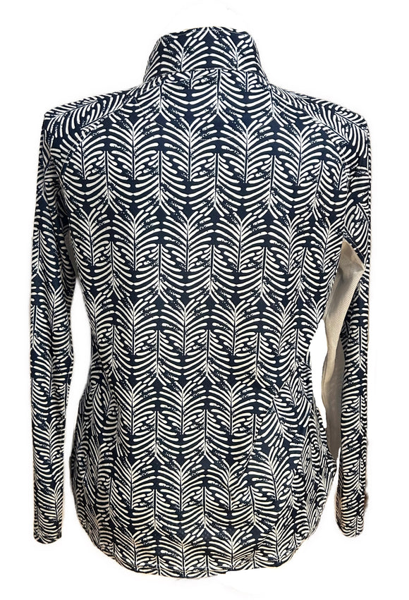 Pebble Beach Navy & White Palm Stamp Sun Shirt Size XL