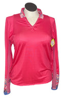 Lucky in Love Pink & Blue Floral Patterned Women's Long Sleeve Size L-1