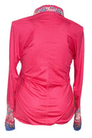 Lucky in Love Pink & Blue Floral Patterned Women's Long Sleeve Size L-2