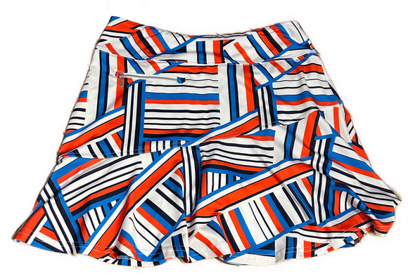 GGBlue red, White & Blue Asymmetrical Woven Skort Size M