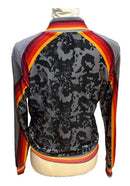 Lucky in Love Faux Velvet Gray Quad Athletic Stripe Full Zip Jacket-2