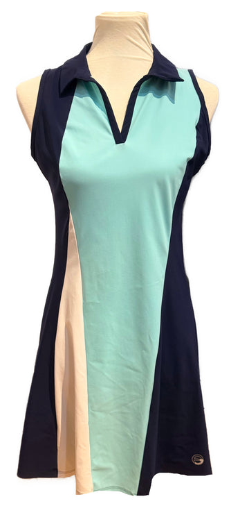 Foray Golf Colorblock White, Navy & Aqua Dress Size S