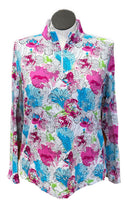 Ibkul Paddy Print Long Sleeve Sun Shirt - Hot Pink Multi MSP $100-1