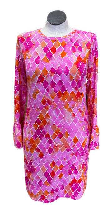 New Ibkul Crew Neck Dress w/ Bell Sleeves - Sriel Pink Size L MSP$118