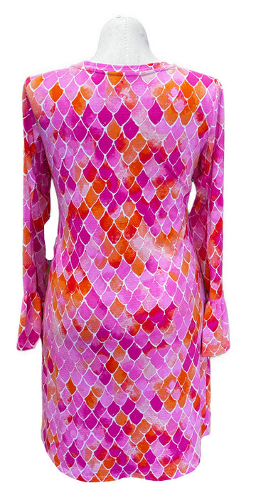 New Ibkul Crew Neck Dress w/ Bell Sleeves - Sriel Pink Size L MSP$118 - 0