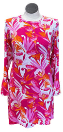 New Ibkul Crew Neck Dress w/ Bell Sleeves - Caroline Pink Combo MSP$118-1